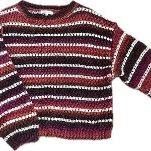 Another Love Burgundy and White Striped Sweater
